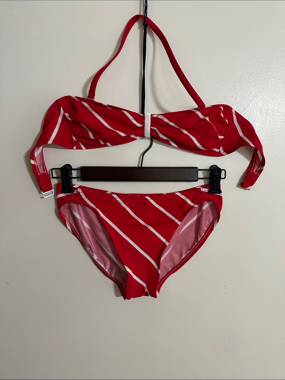 Vintage Jantzen Red Striped Halter Bikini Set - Women Swim